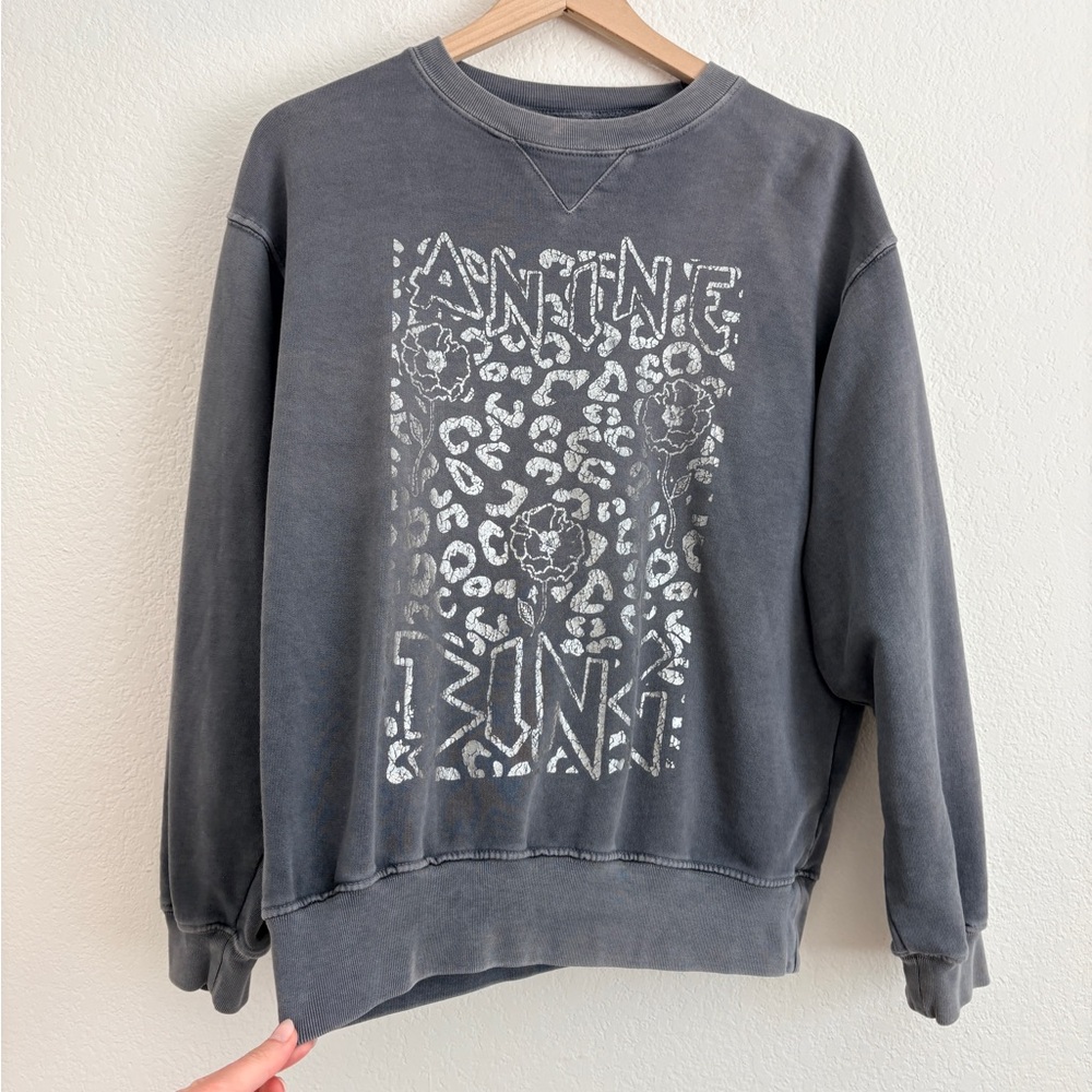 Anine Bing Gray Sweatshirt with White Print
